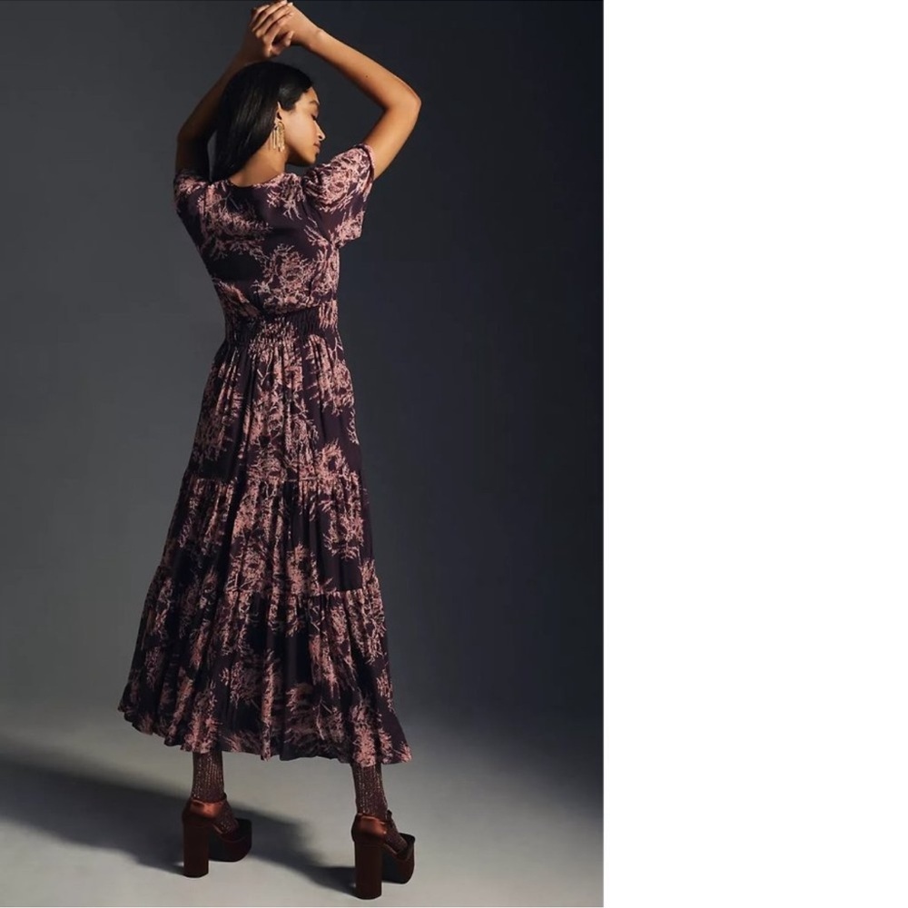 Anthropologie The Somerset Dress Women’s XL Maxi Crimson Print Chiffon Edition - Picture 9 of 9
